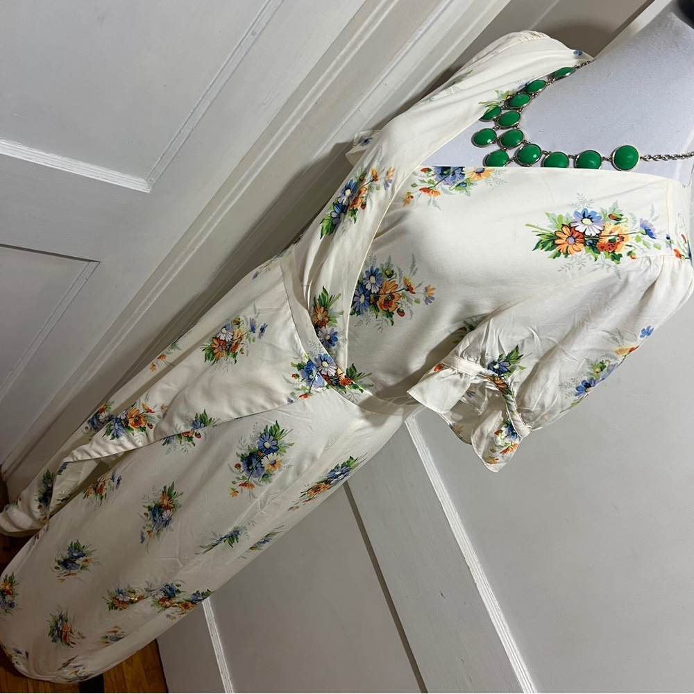 Madewell Cream Floral Maxi Dress with Blue & Orange Bouquet Print - Picture 9 of 16